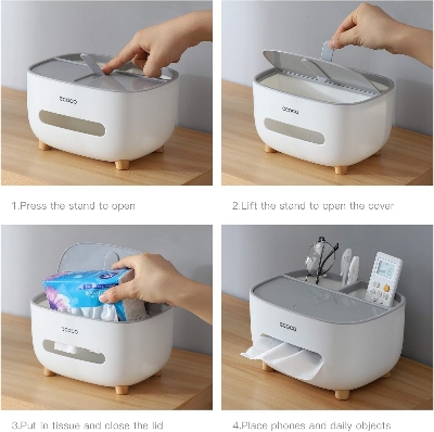 Picture of ECOCO Cute Large Storage Napkin Holder Multi-functional Car Tissue Box Light Luxury Storage Box Desktop- The Asia Express