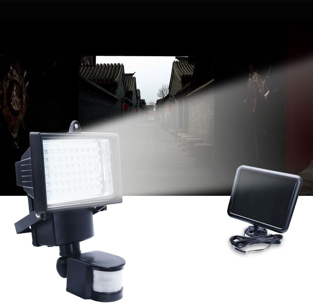 Picture of Solar Powered Outdoor Garden Spotlight – 60 LEDs Super Bright Floodlight with PIR Motion Sensor, Waterproof White Security Light for Yard, Pathway, Wall & Home Exterior Lighting- The Asia Express