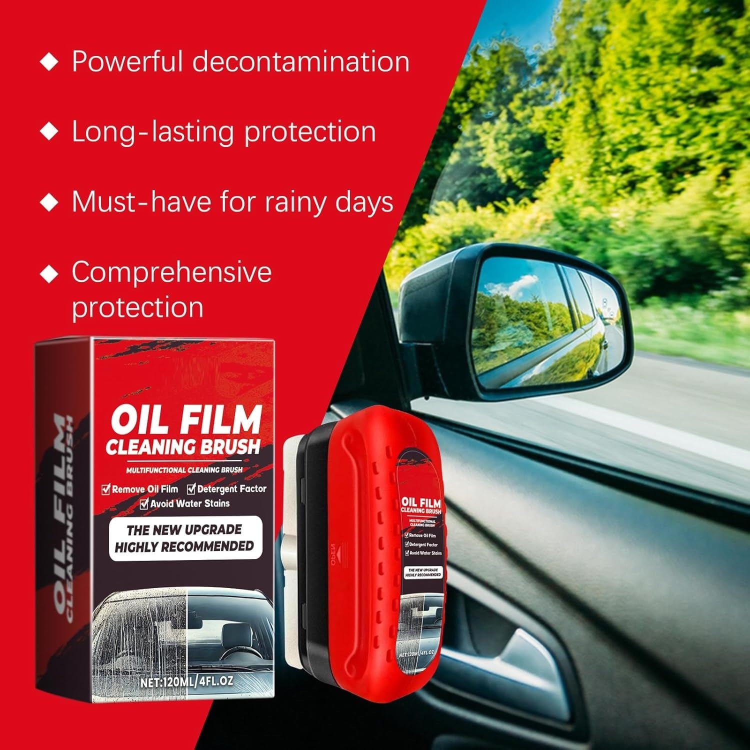 Picture of Automotive Oil Film Cleaning Brush, Glass Cleaning Board, Car Glass Oil Film Removal Cleaner, Powerful Windshield Cleaner & Oil Film Remover, Enhance Visual Effect of Windshield- The Asia Express