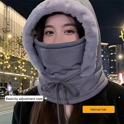 Picture of Fashion Polar Fleece Lined Hood Hat Men Women's Thick Warm Winter Balaclava Ski Mask Outdoor Sports Snow Travel Plush-Lined Thickened Thermal Hat with Face Mask for Men and Women, Ski Winter Hats for Cold for Women- The Asia Express - Multicolor