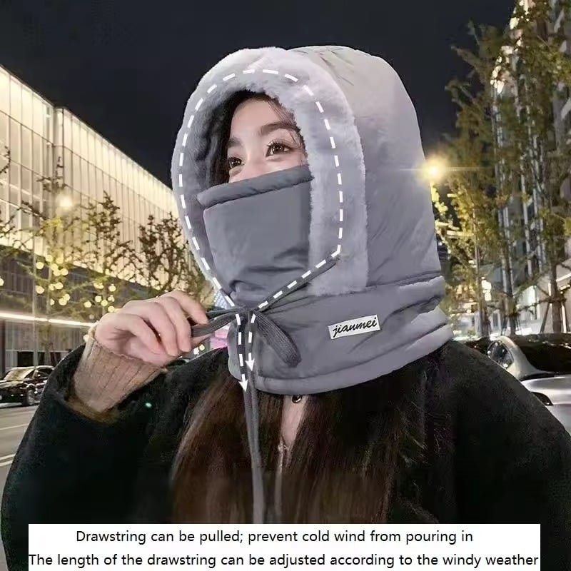 Picture of Fashion Polar Fleece Lined Hood Hat Men Women's Thick Warm Winter Balaclava Ski Mask Outdoor Sports Snow Travel Plush-Lined Thickened Thermal Hat with Face Mask for Men and Women, Ski Winter Hats for Cold for Women- The Asia Express - Multicolor