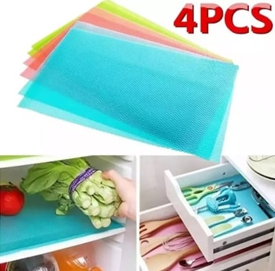 Picture of 4 Pcs Washable Waterproof Refrigerator Shelf Mats & Liners – Multi-Color Non-Slip BPA-Free Fridge, Drawer & Cabinet Shelf Protector with Spill Protection - The Asia Express - Multicolor