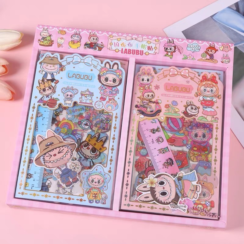 Picture of Labubu Cute Journal & Sticker Set – Japanese Anime Cartoon PET Material Pack with Stickers, Ruler & High-Quality Cute Aesthetic Finish - The Asia Express - Multicolor