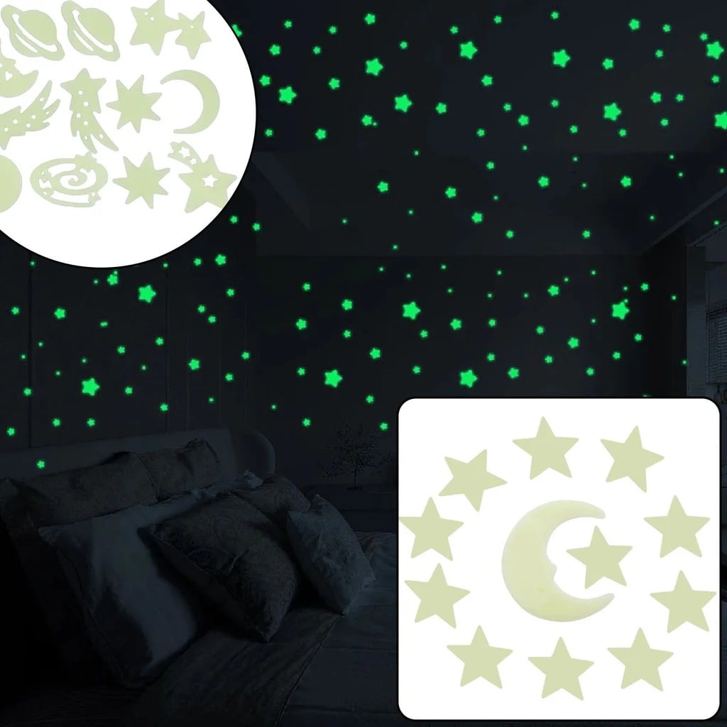 Picture of Petra Galaxy Glow-in-the-Dark Wall Stickers – Radiant Smiley Face, Moon, Sun & Stars | 3D Luminous Radium Fluorescent Wall Decals for Kids, Students Room & Dormitory Decor - The Asia Express