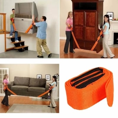 Picture of Heavy Duty Furniture Moving & Lifting Straps – Adjustable Labor Saving Carry System for Easy Moving, Lifting & Carrying Heavy Furniture, Electrical Appliances & Bulky Items (Reusable & Durable Design) - The Asia Express - Orange