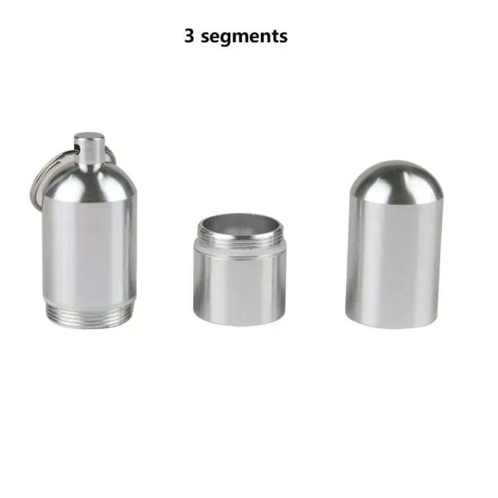 Picture of 4-Layer Capsule Type Aluminum Alloy Storage Case – Waterproof Airtight Travel Container with Keychain for Tobacco, Pills, Herbs & Small Items - The Asia Express - Silver