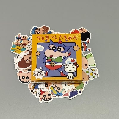 Picture of Waterproof 63 piece Pvc Sanrio Cartoon Sticker Box/Cartoon Handbook Stationary Sticker (Shin-chan Box)