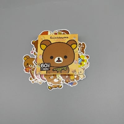 Picture of Waterproof 63 piece Pvc Sanrio Cartoon Sticker Box/Cartoon Handbook Stationary Sticker (Rilakkuma Box)