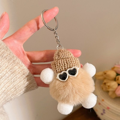 Picture of Cute Key Ring Doll Pendant Keychain Bag Key Holder Sanrio Hello Kitty | Bag Charm for Girls-Keyring (‎Brown-Beat)