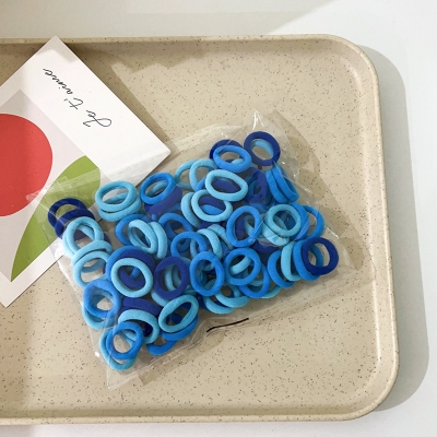 Picture of 100PCS Baby Girl Hair Bands Elastic - Colorful Mini 2 cm Rubber Bands for Kid's Ponytails/Hair Accessories/Hair Band opp bag(Multicolor) (blue 100pcs,CM: 2cm)