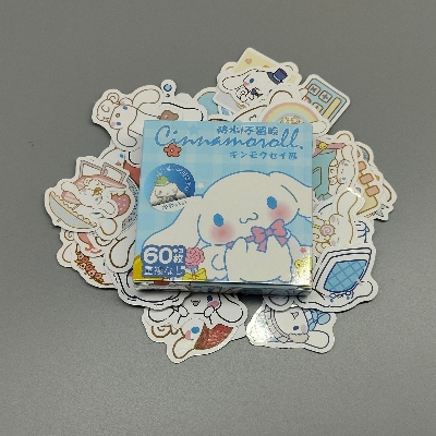 Picture of Cinnamoroll Waterproof 63 piece Pvc Sanrio Cartoon Sticker Box/Cartoon Handbook Stationary Sticker Hello Kitty waterproof stickers/Cinnamoroll sticker stationery for Kids, Laptop, Phone & DIY Decoration (Cinnamoroll (63pcs))