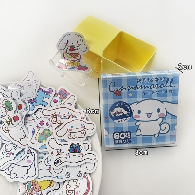 Picture of 63 piece Kawaii Pvc Sanrio Cartoon Waterproof  Sticker Box/Cartoon Handbook Stationary Sticker (Cinnamoroll)