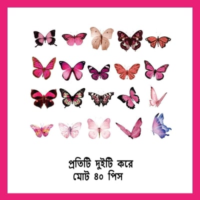 Picture of 40 Pcs Cute Butterfly PET Self Adhesive Sticker Wall Decorative – Waterproof Vintage Scrapbook & Diary DIY Decorative Stationery Sticker Wall Stickers for Kids & Girls (Pink)