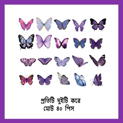 Picture of 40 Pcs Cute Butterfly PET Self Adhesive Sticker Wall Decorative – Waterproof Vintage Scrapbook & Diary DIY Decorative Stationery Sticker Wall Stickers for Kids & Girls (Purple)