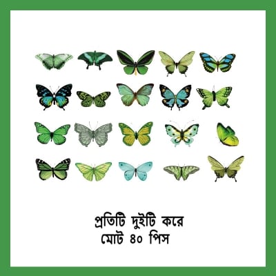 Picture of 40 Pcs Cute Butterfly PET Self Adhesive Sticker Wall Decorative – Waterproof Vintage Scrapbook & Diary DIY Decorative Stationery Sticker Wall Stickers for Kids & Girls (Green)