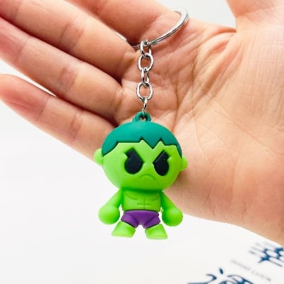 Picture of Cute Marvel Avengers Superhero Keychain 3D Cartoon Silicone Key Ring Spider Man Iron Man Captain america Pendant Key Holder Gift for Kids & Fans (Hulk)