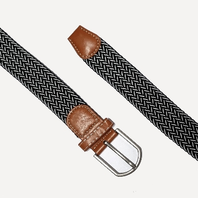 Picture of Canvas Elastic Stretch Braided Fashion Waist Belts for Men and Women Grey