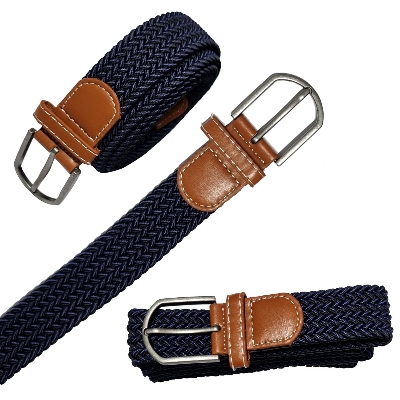 Picture of FASHIONABLE  ELASTIC BELT/METAL PIN BUCKLE / BRAIDED STRETCH CANVAS/ WOVEN KNITTED BUCKLE ADJUSTABLE BELT FOR MEN AND WOMEN Navy Blue