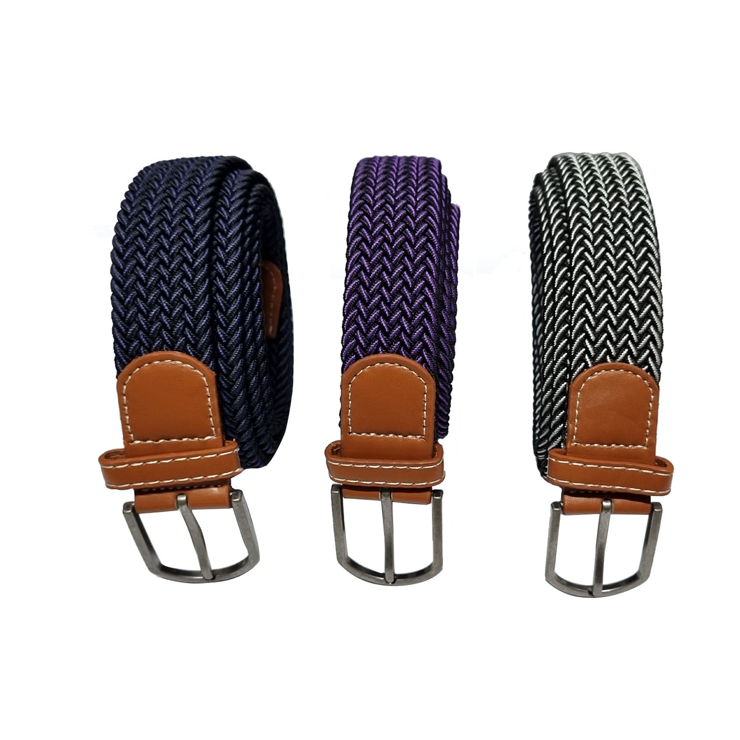 Picture of FASHIONABLE  ELASTIC BELT/METAL PIN BUCKLE / BRAIDED STRETCH CANVAS/ WOVEN KNITTED BUCKLE ADJUSTABLE BELT FOR MEN AND WOMEN Navy Blue