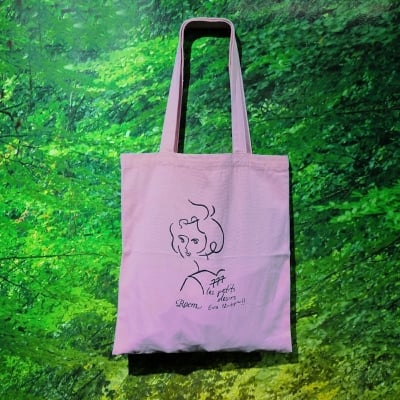 Picture of Pink Tote Bag Handbag Cotton Canvas Shoulder Bag Eco-Friendly Shopping Bag