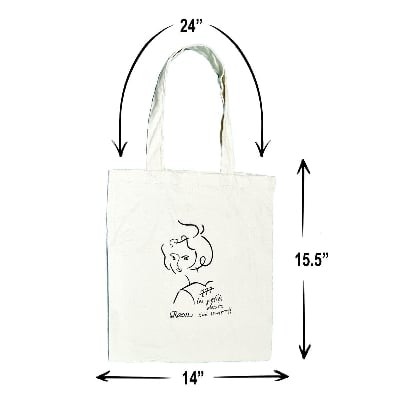 Picture of Cotton Canvas Tote Bag, Cream Color/ Reusable Grocery Shopping Bag - Tote Bag 