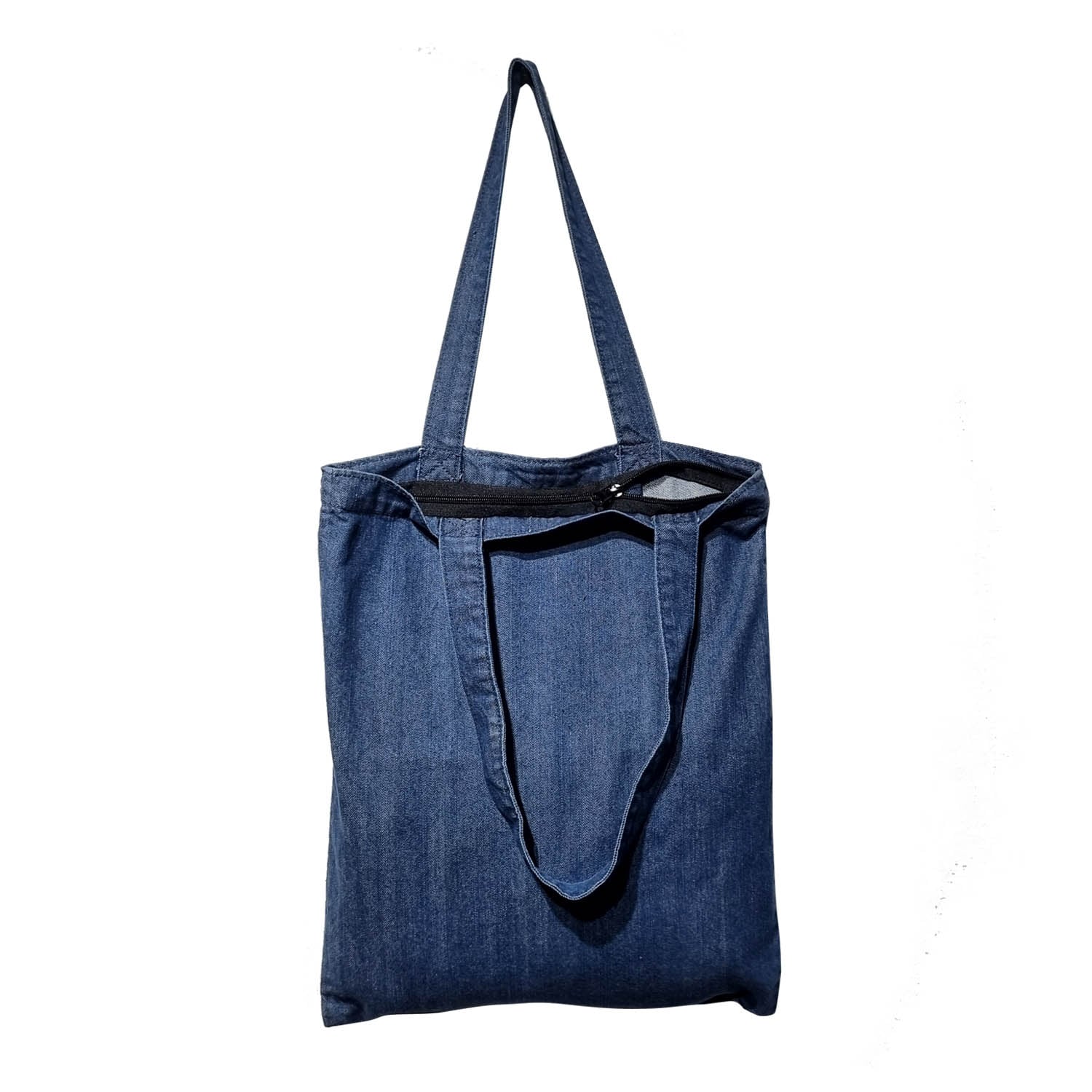 Picture of Zipper Closure Denim Blue Tote Bag (14x15 in with Zipper)