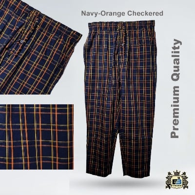 Picture of Mens Premium Trouser Pant - Orange Navy Checkered