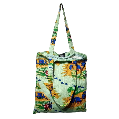 Picture of Extra Blue Colorful Abstract Nature Printed Tote Bag with Zipper Closure for Women and Girls Light green