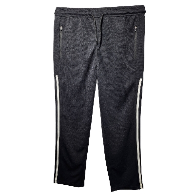 Picture of Men's Premium Quality Athletic Track Pants with Zip Pockets and Side Stripes - Full Length Drawstring Joggers Black