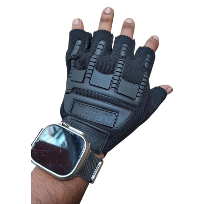 Picture of Half Finger Black Hand Gloves - Black