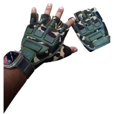 Picture of Half Finger Hands Gloves Army Camo - Army Green