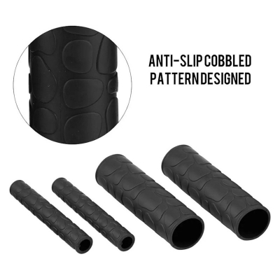 Picture of Motorcycle Handlebar Grips, Akozon 1 Pair Universal High-Quality Non-Slip Soft Rubber Handlebar Grip Cover + Brake Lever Cover (Black)