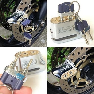 Picture of Double Key Anti-Acid Security Duel Hydraulic Lock For Motorcycle - Silver