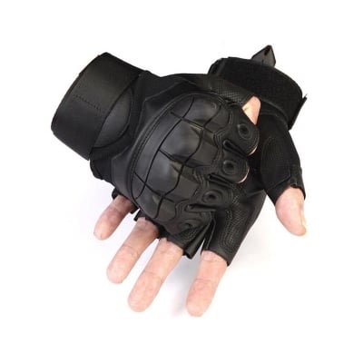 Picture of Riding Half Finger Military Grade Tactical Outdoor Hand Gloves-Black (Size-L) -  Black