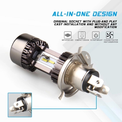 Picture of Yellow M8 2700K Golden Motorcycle 12V H4 Hi Lo Beam Moto Led Headlight Fit Most Motorbike Led 3200Lm