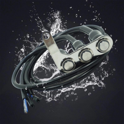Picture of 3 Button On/Off Switch Motorcycle Switch Handlebar Adjustable Mount Waterproof Switches On-Off Push 3 Buttons For Headlight Horn Turn Signal With Led