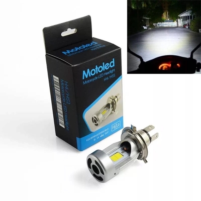 Picture of Yellow 2500K Golden Motoled H4 Led Headlight Bulb H/L High Low Dual Beam 20W X2 2000Lm Motorbike