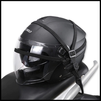 Picture of 2 Hooks Motorcycles Strength Retractable Helmet Luggage Elastic Rope Strap Net Holder Hook Buckle Black New -  Black