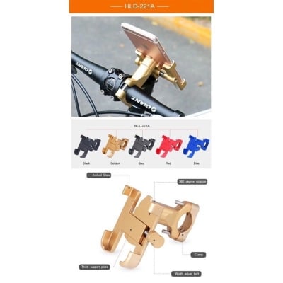Picture of Aluminum Alloy Bike Mobile Phone Holder Stand Gold An Color - Phone Stand - Gold
