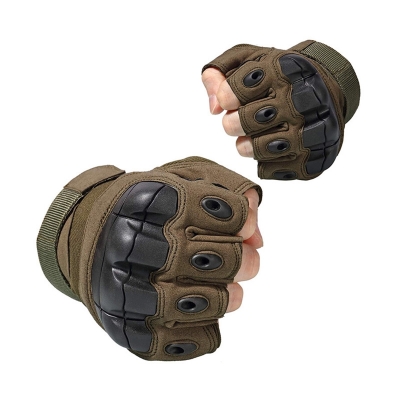 Picture of Riding Half Finger Military Grade Tactical Outdoor Hand Gloves-Army Green (Size-XL) -  Green