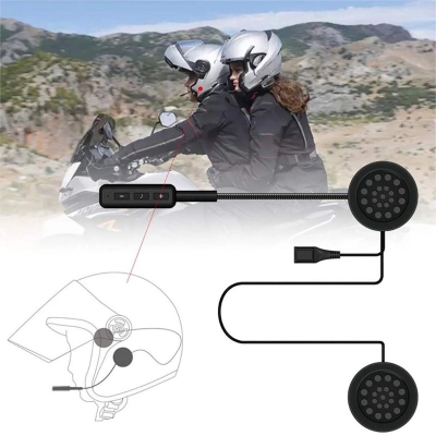 Picture of Wireless Motorcycle Helmet Headset Work With Bluetooth, Motorcycle Intercom Headset -  Black