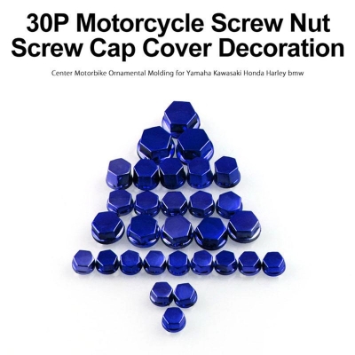 Picture of 30Pcs/Set Motorcycle Nut Bolt Cap Cover Decor Motorbike Ornamental Molding For Any Bike Blue - Multicolor