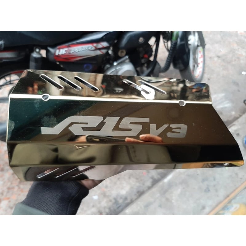 Picture of Silencer Metal Cover For Yamaha R15 V3 Blue/Golden