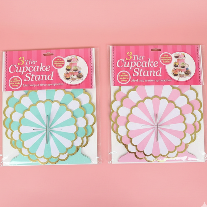 3-Layer Cupcake Stand – Disposable Cupcake Display for Birthdays & Special Occasions- (Pack of 1 Set)