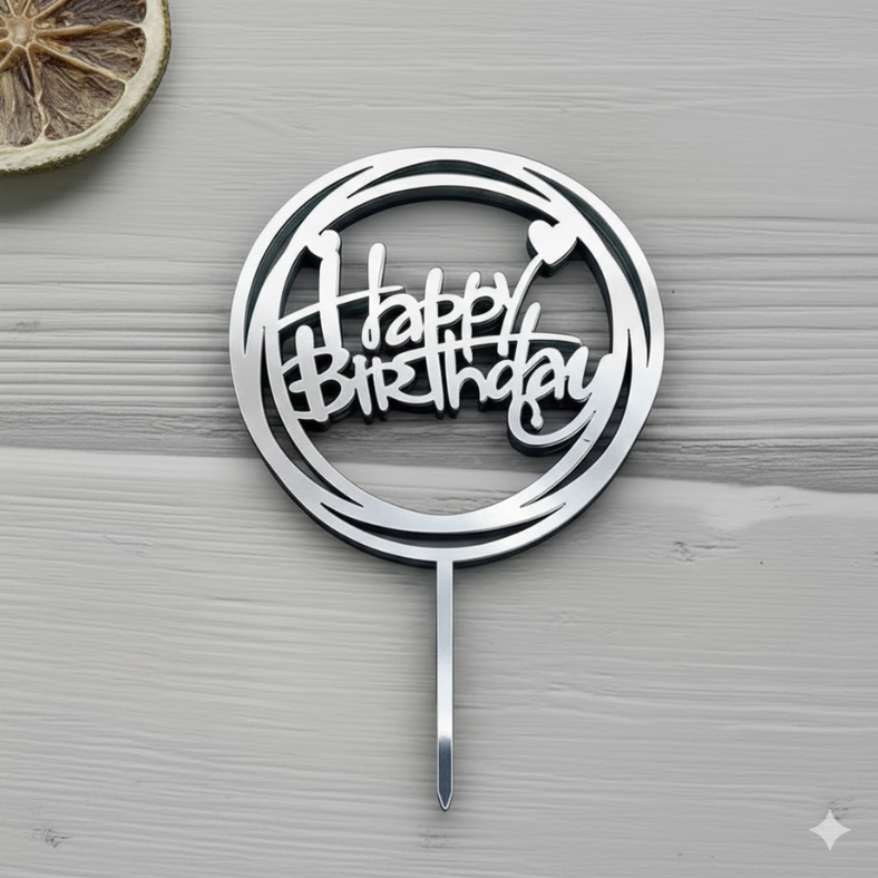 Birthday Cake Topper | - Golden & Silver Cake Topper for Cake Decoration- (Pack of 1 Pcs)