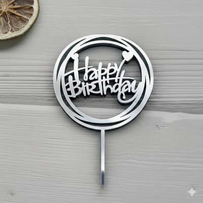 Birthday Cake Topper | - Golden & Silver Cake Topper for Cake Decoration- (Pack of 1 Pcs)