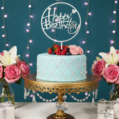 Birthday Cake Topper | - Golden & Silver Cake Topper for Cake Decoration- (Pack of 1 Pcs)