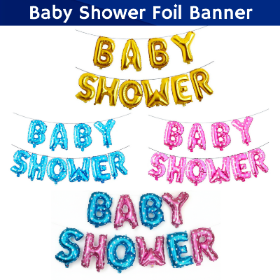 Baby Shower Essential: Golden & Multi Foil Banner Balloon for Party Decoration-(Pack of 1 Pcs)