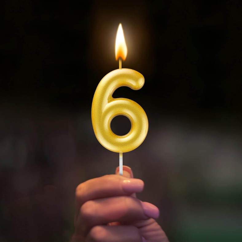 Golden & Silver Number Candle: Perfect for Birthday, Anniversary, and Events - (Pack of 1 Pcs)