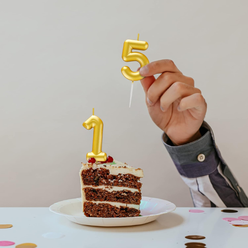 Golden & Silver Number Candle: Perfect for Birthday, Anniversary, and Events - (Pack of 1 Pcs)
